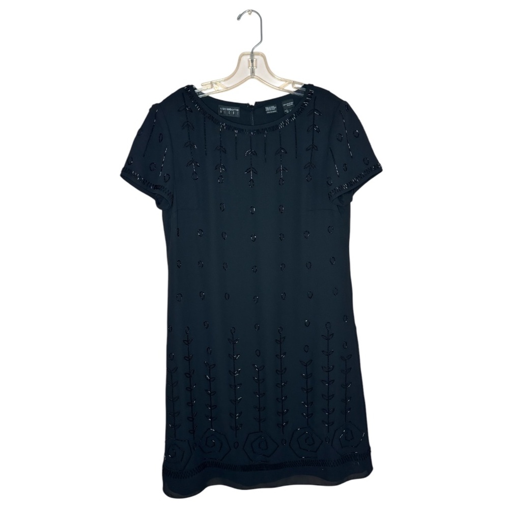 Vintage Liz Claiborne Night Black Beaded Mini Dress